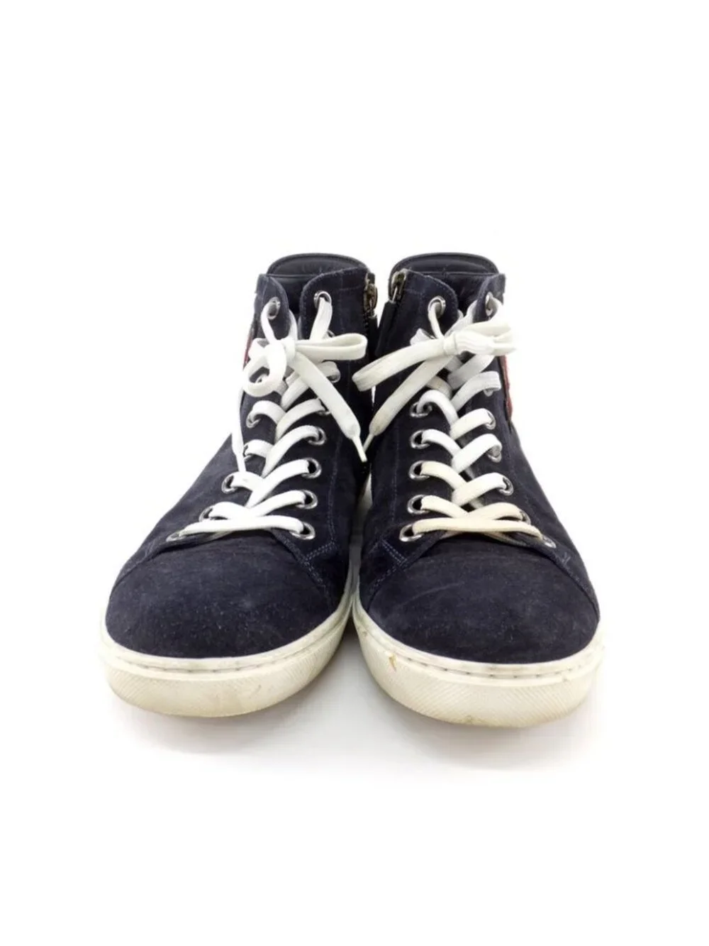 Louis Vuitton High Cut Sneakers Side Zip Suede Dark Navy Size 6 - Picture 2 of 10